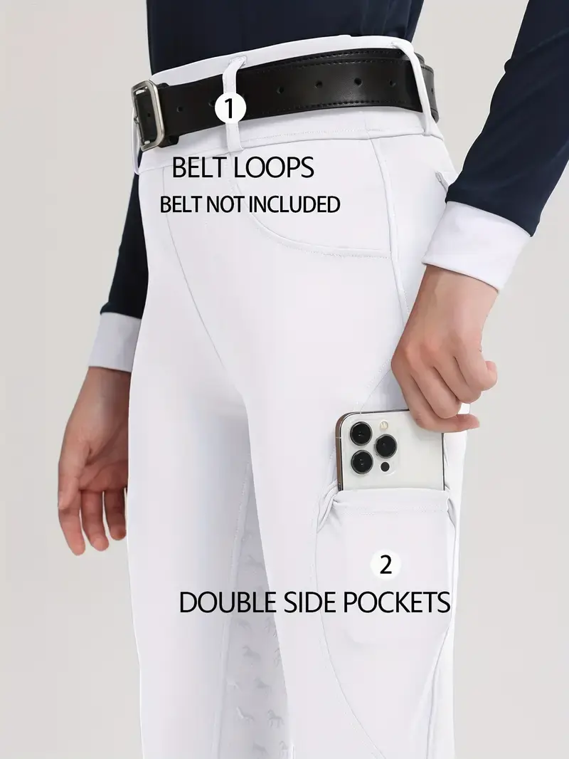 Miniatura: Leggings Pro-Jump junior silicone Full Seat con bolsillos white horse