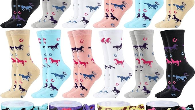 Calcetas de equitación para dama horse design 12-pack