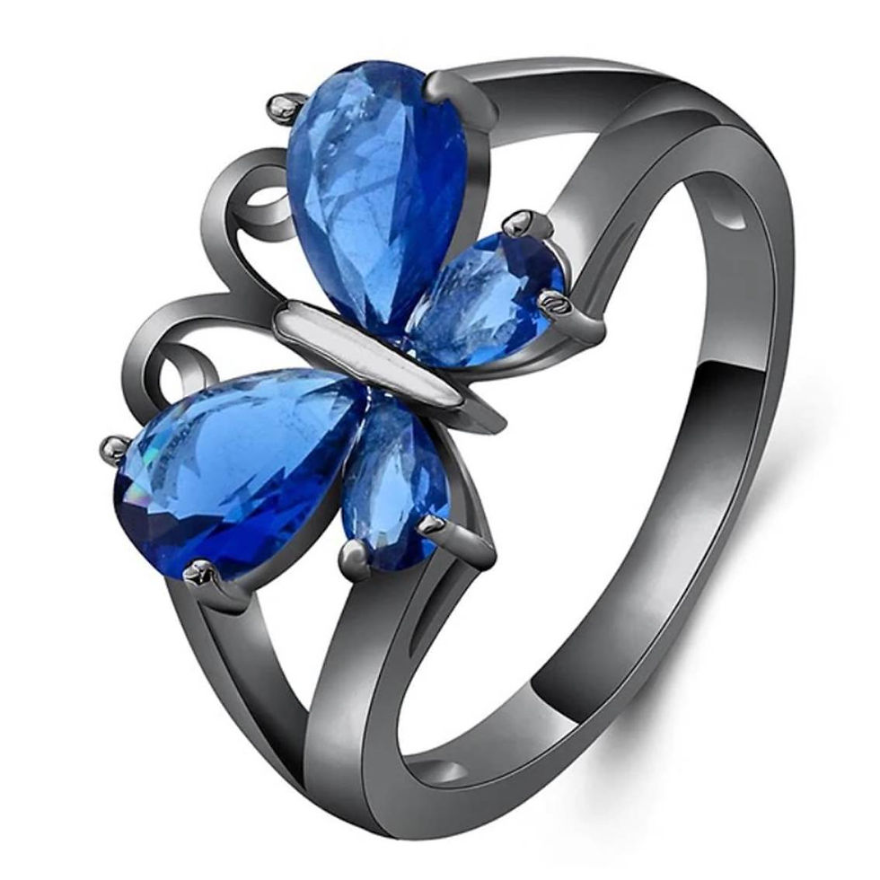Thumbnail: Anillo Royal Blue Butterfly white gold filled