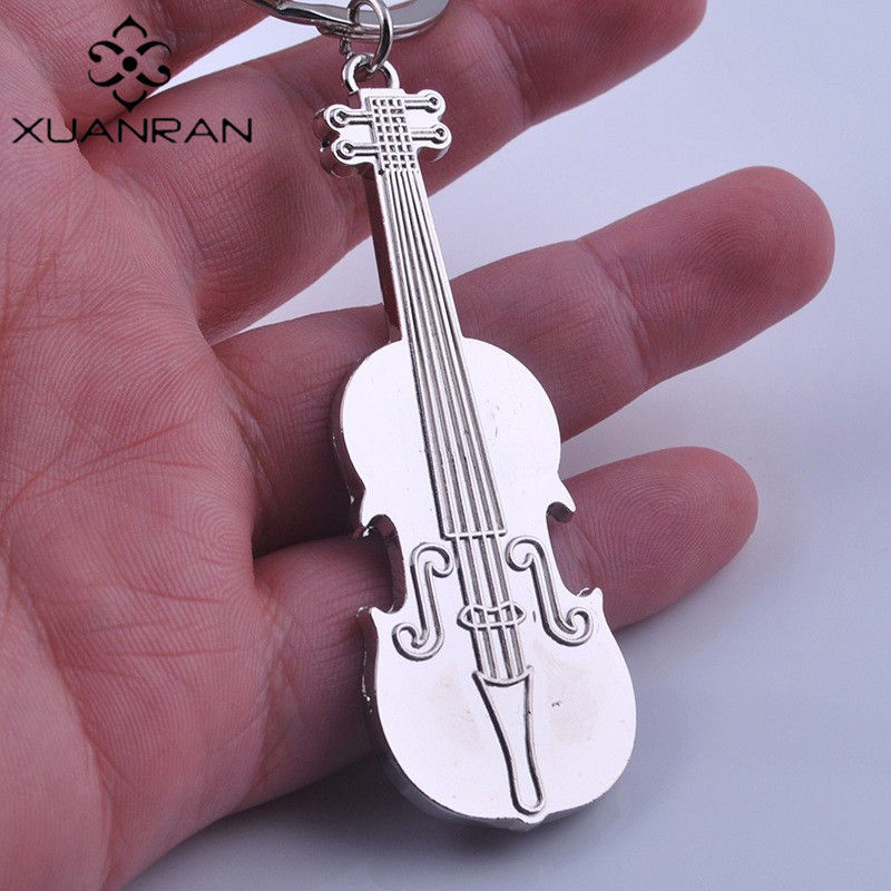 Miniatura: Llaveros de violín plateado