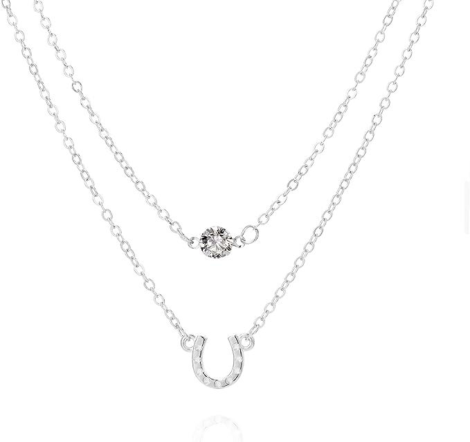 Miniatura: Collar doble con herradura y cristal diamante