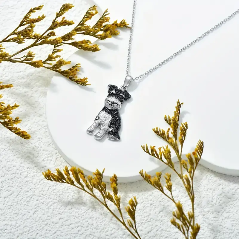 Thumbnail: Collar de moda perrito Schnauzer cristales zirconia cúbica