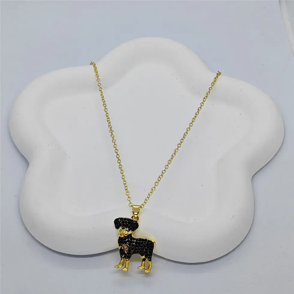 Miniatura: Collar de moda perrito Rottweiller cristales zirconia cúbica