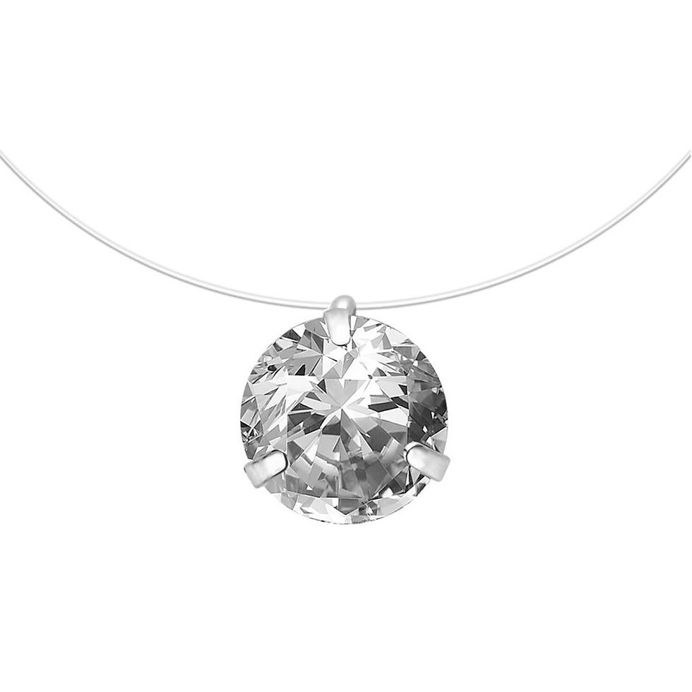 Miniatura: Gargantilla choker de hilo invisible con cristal