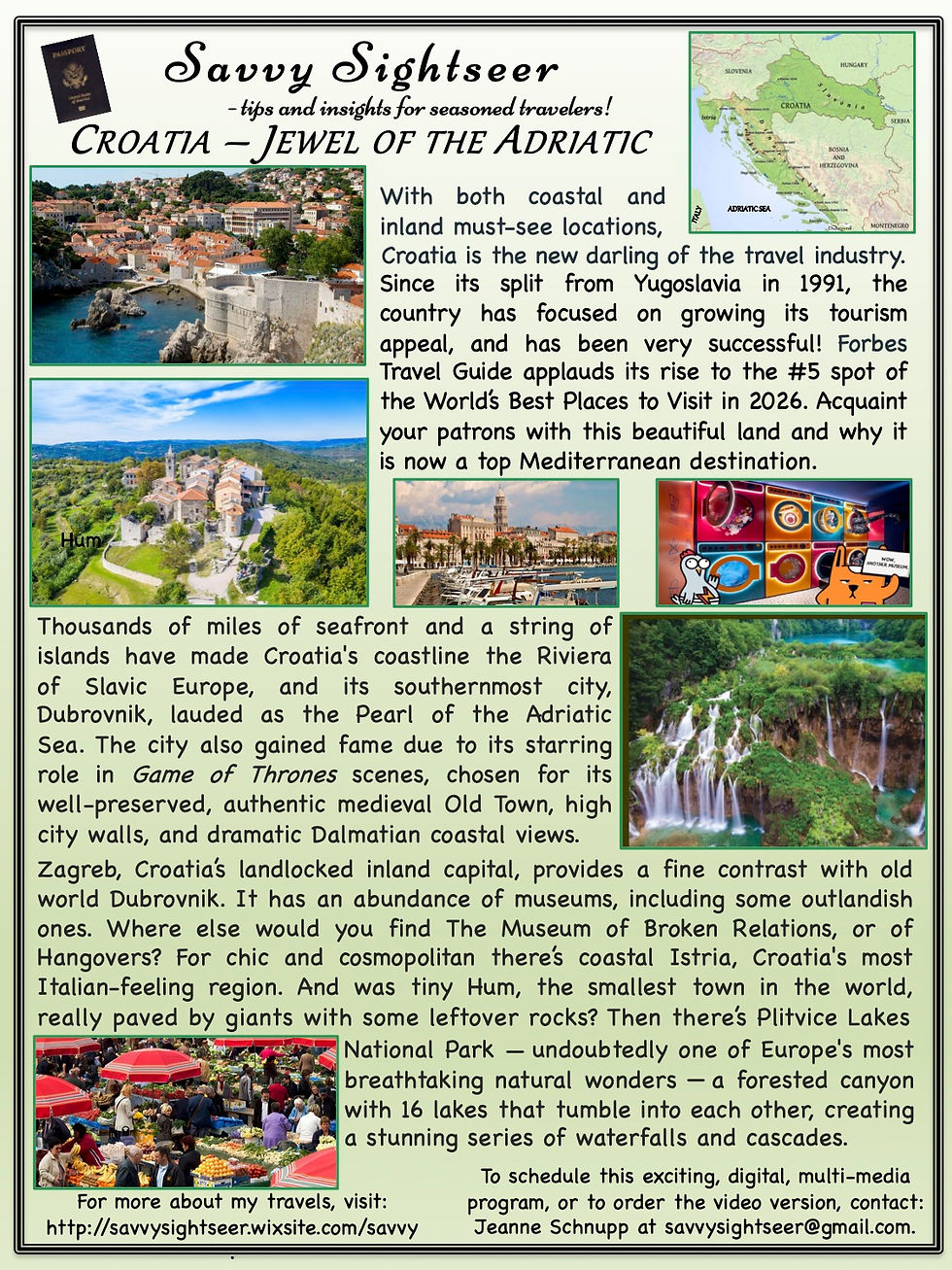 Savvy Sightseer Croatia Flyer