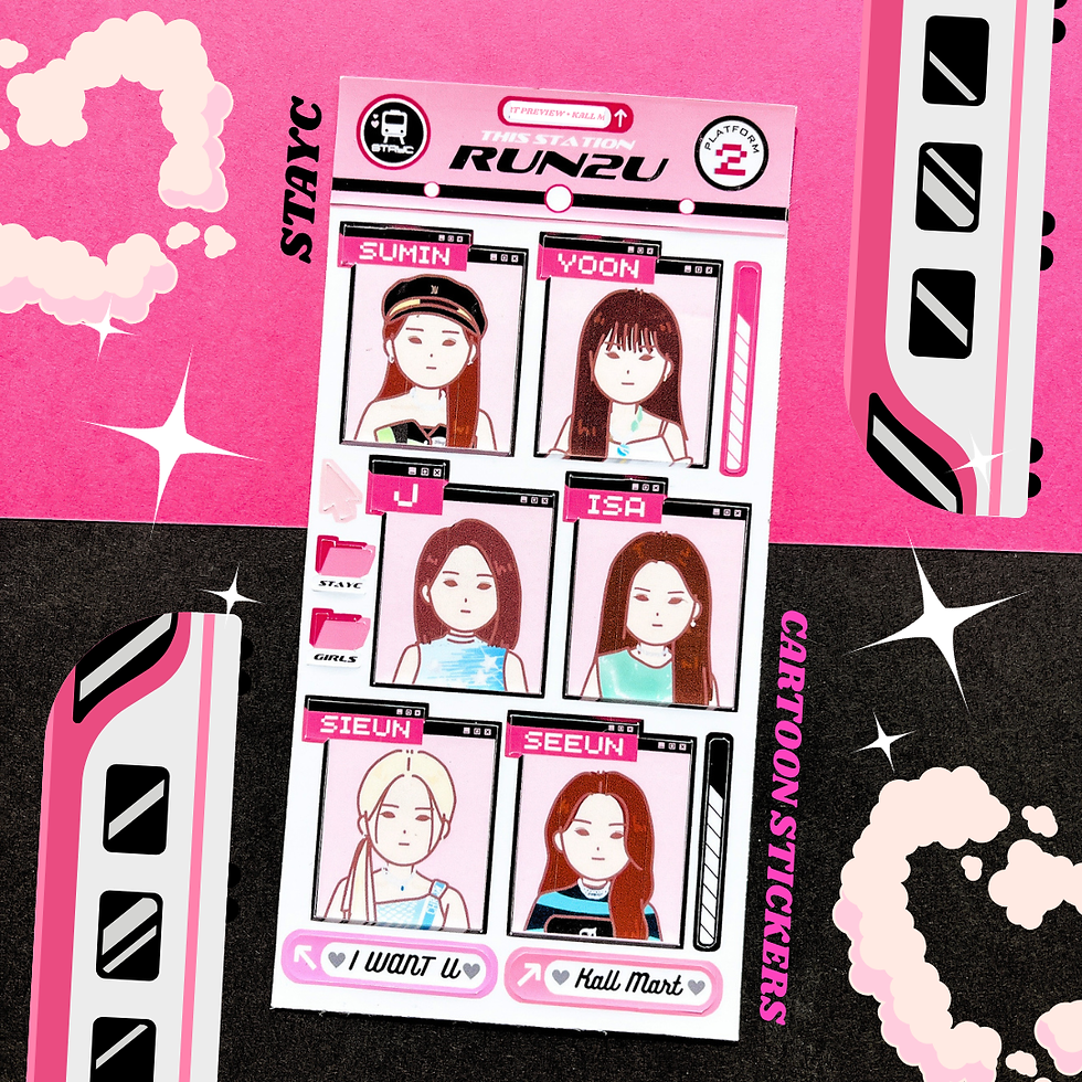 Thumbnail: STAYC Run2you theme stickers / theme pack stickers / cartoon sheet & keyrings