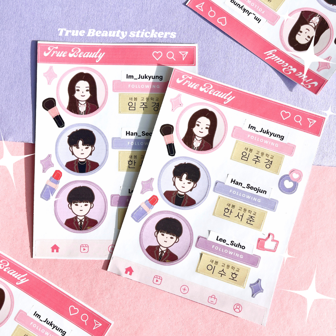 True Beauty cartoon theme stickers |KM friends Drama series