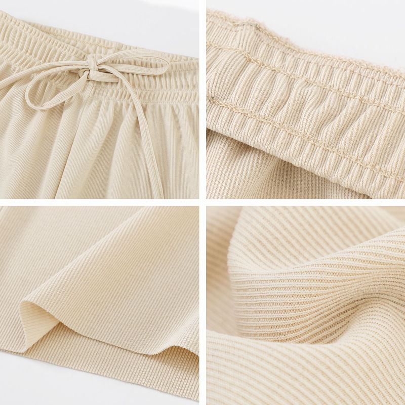 Thumbnail: Women Ankle-Length Wide Leg Pants Casual Summer Solid Elastic Waist Loose Ice Si
