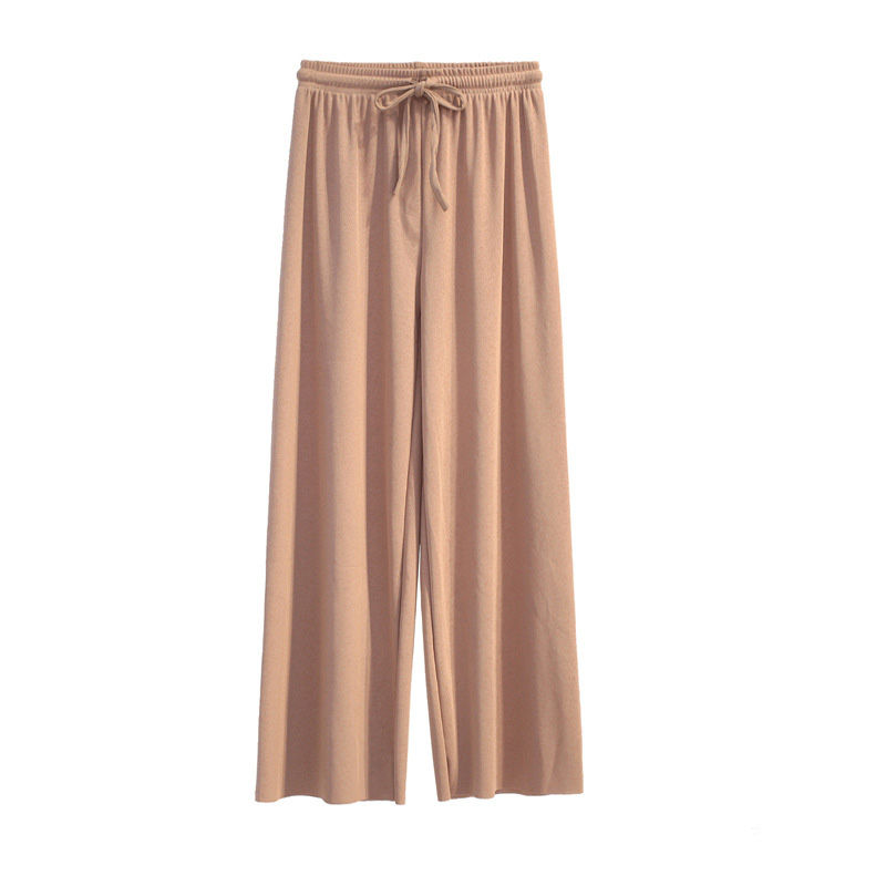 Thumbnail: Women Ankle-Length Wide Leg Pants Casual Summer Solid Elastic Waist Loose Ice Si