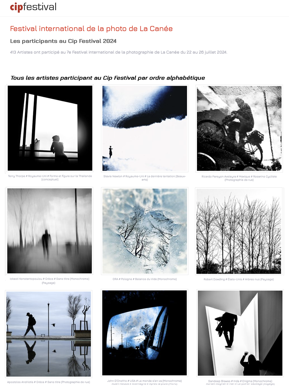 photos monochromes de CIP festival international en Grèce