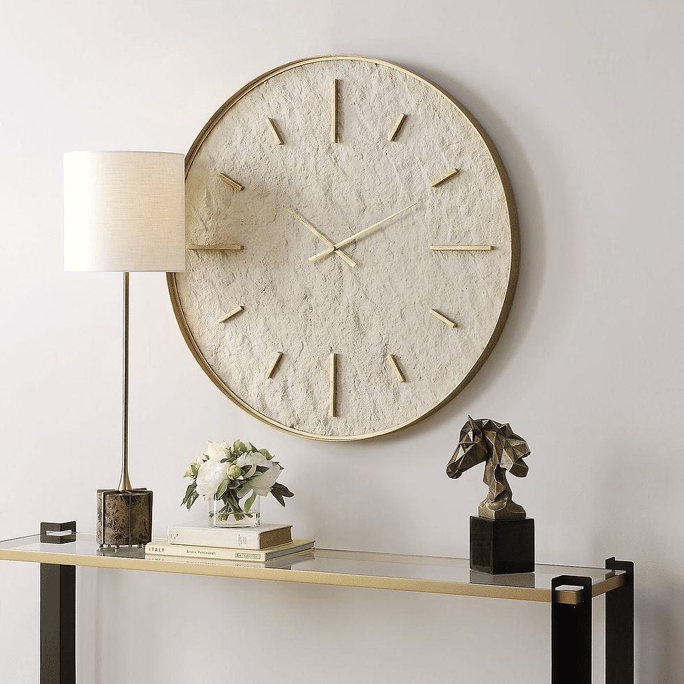Thumbnail: Stone Serenity Off-White Stone Wall Clock with Antiqued Gold Frame