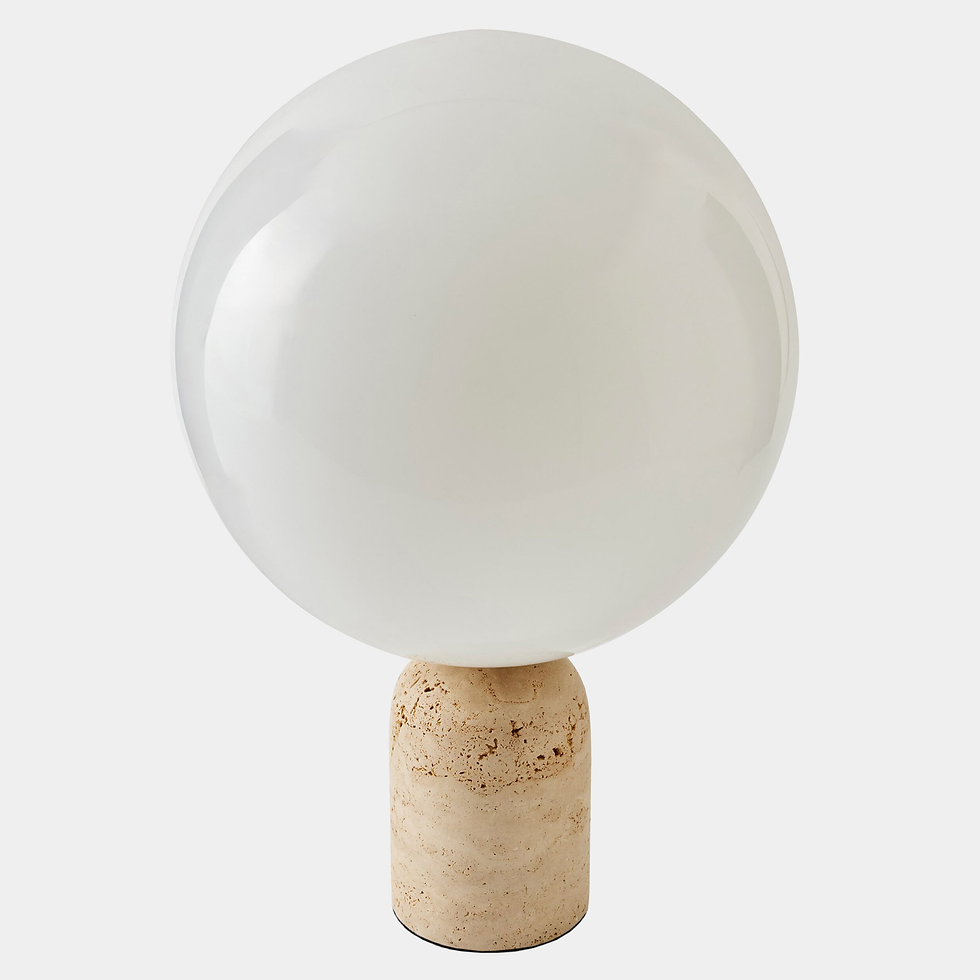 Thumbnail: Orb Table Lamp with Travertine Base and Frosted Glass Sphere