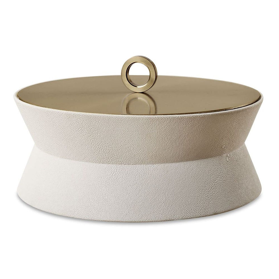 Thumbnail: Luxe Round Box with Brushed Brass and Faux Shagreen
