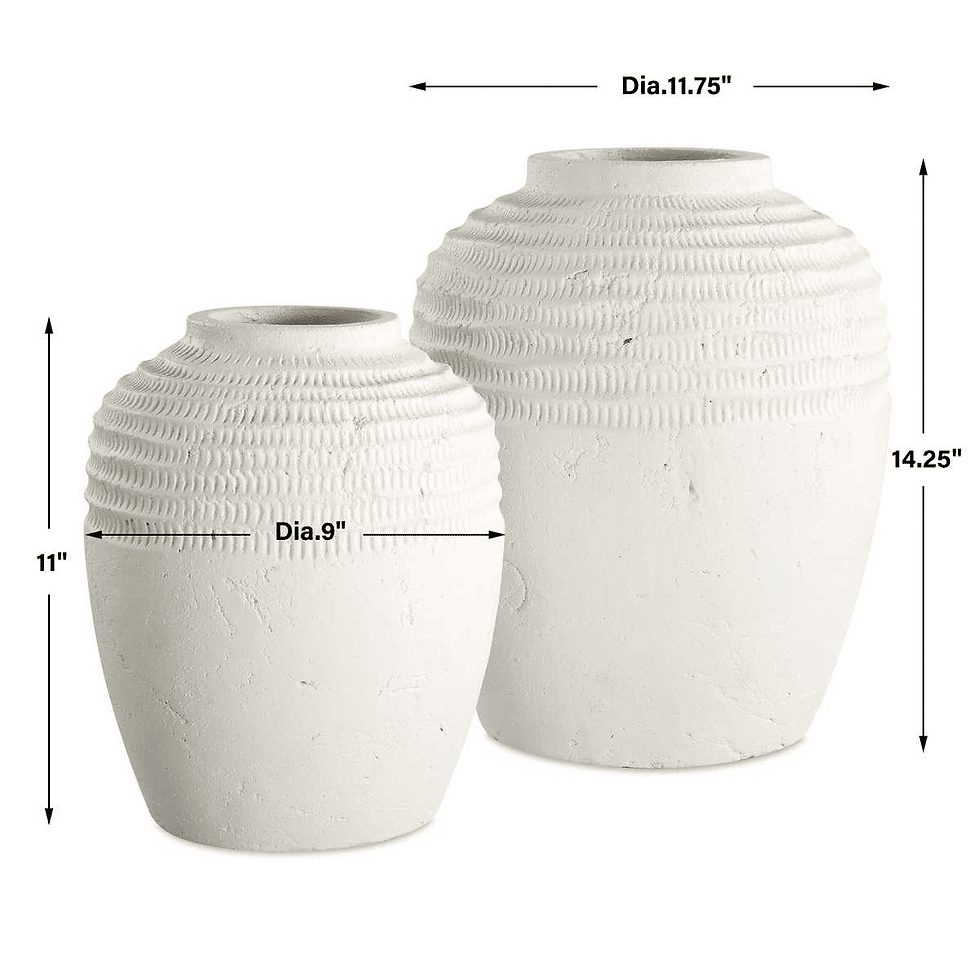 Thumbnail: Luna Ridge Textured Ceramic Vases Set of 2 Chalk White