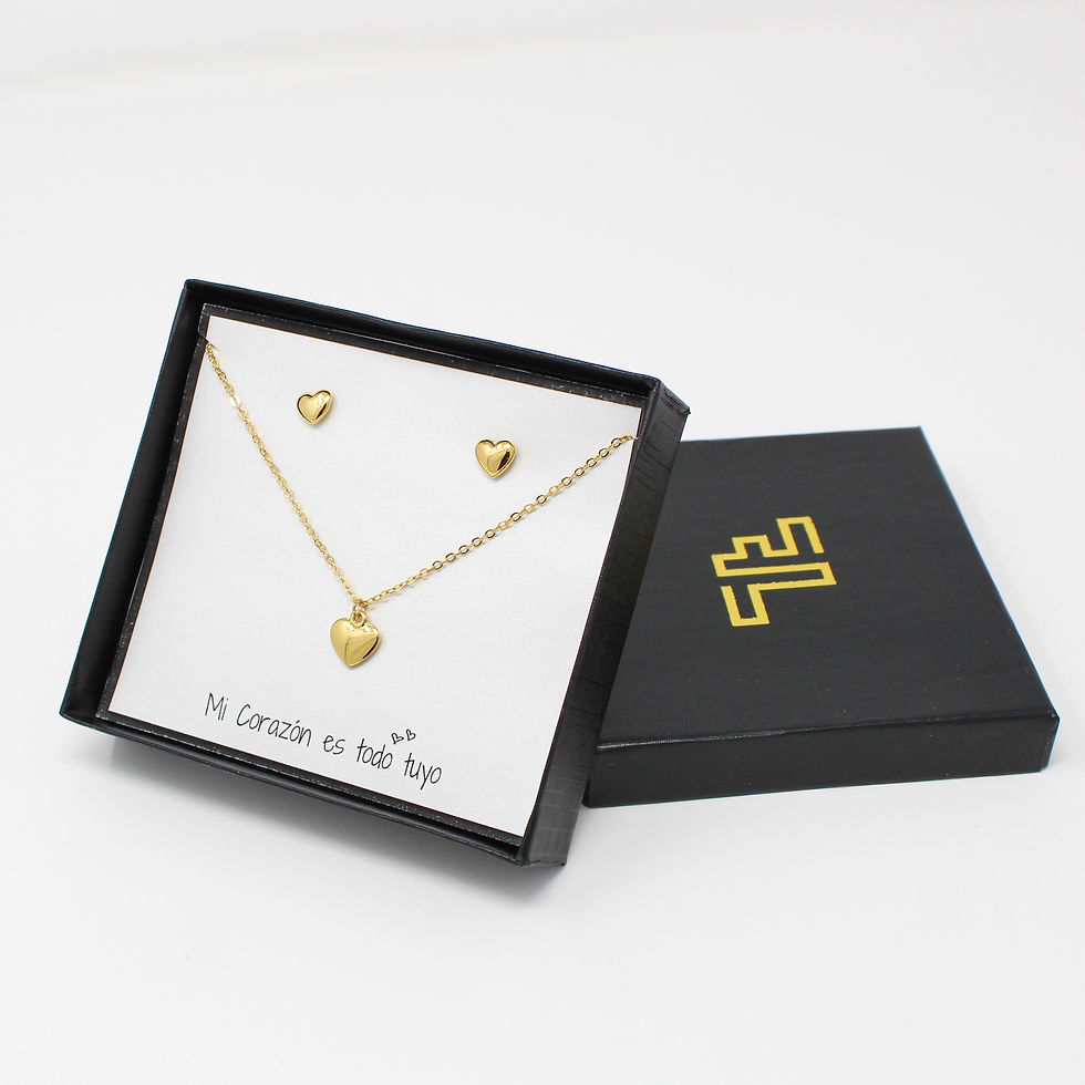 Miniatura: Set Collar + Aretes Corazón Liso