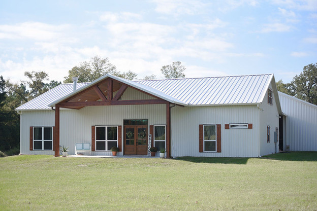 May custom metal home by Ace's barndominium home builder in Huntsville, Texas
