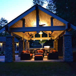 Booth final at night. View from meadow.