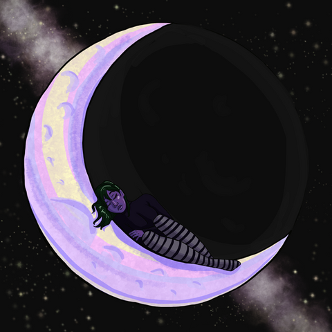 Moon Nap, 2020, Digital Art by Arianna Foley for Indigo Sugar