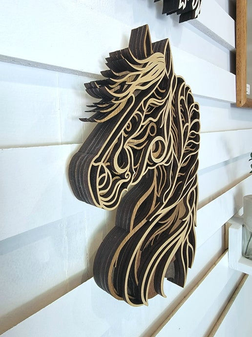 Thumbnail: Horse Wall Art - 5 laser-cut and stained layers