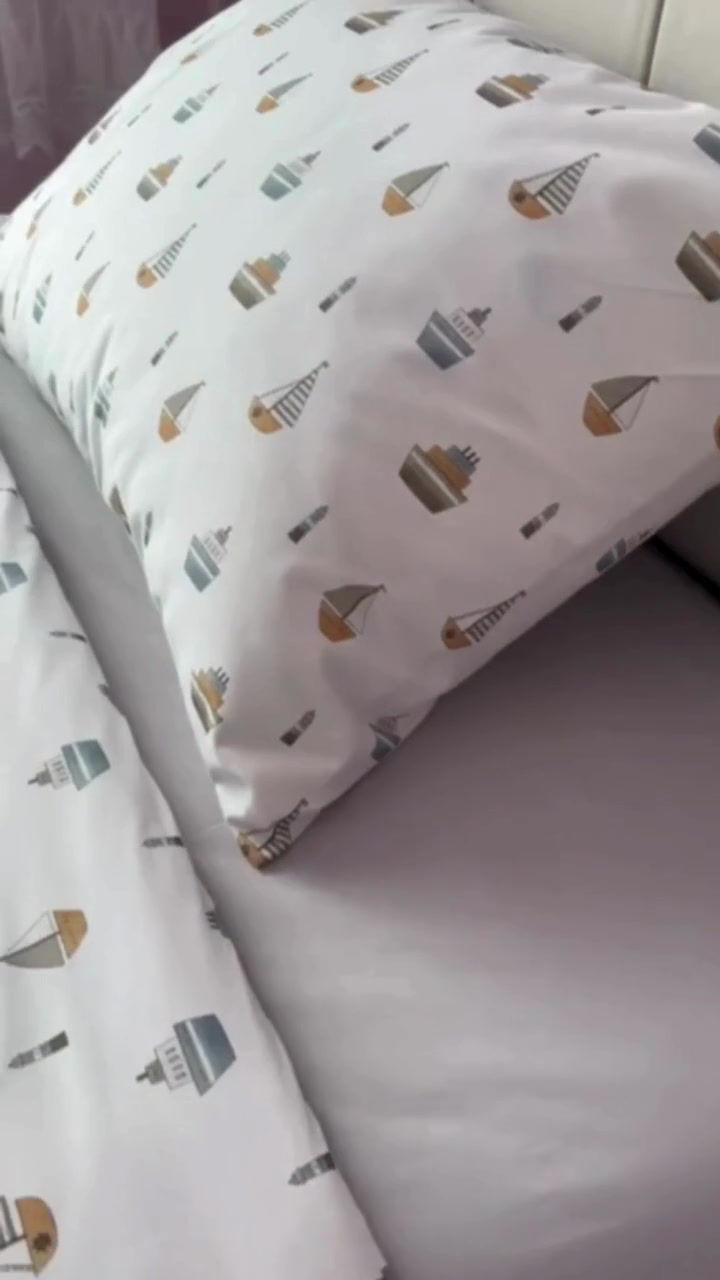 Thumbnail: 100% Cotton Ship Patterned Children's Duvet Cover Set