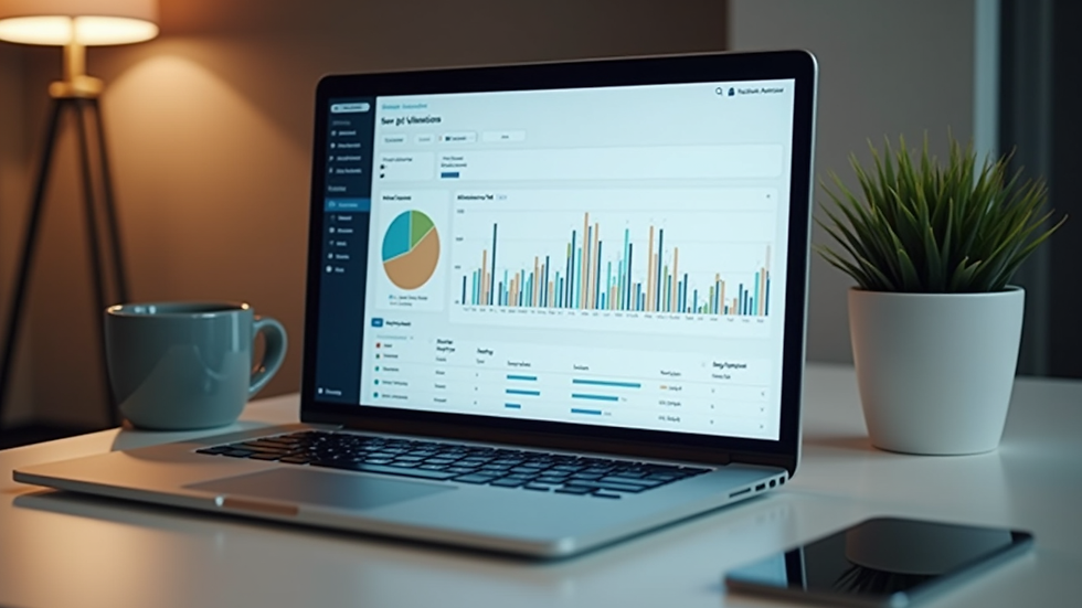 Eye-level view of a laptop screen showing SEO analytics dashboard