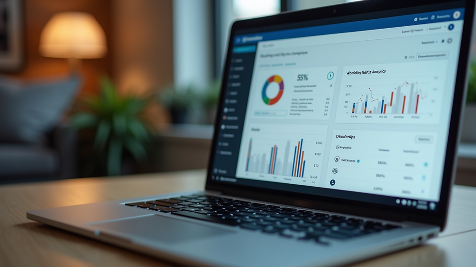 Eye-level view of a laptop screen showing SEO analytics dashboard