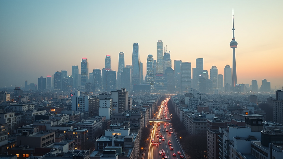 Eye-level view of a modern European city skyline