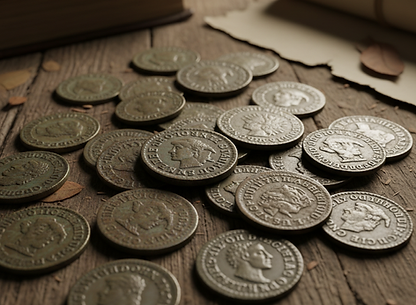 coleção de moedas antigas para identificação e avaliação