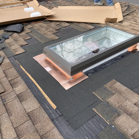 New skylight install in Cold spring harbor Nassau county Roof replacement - new roof- roof repair - roofer - roofing company - roofing company near me - roofing long island Free estimates L.I.N.Y. ROOFING