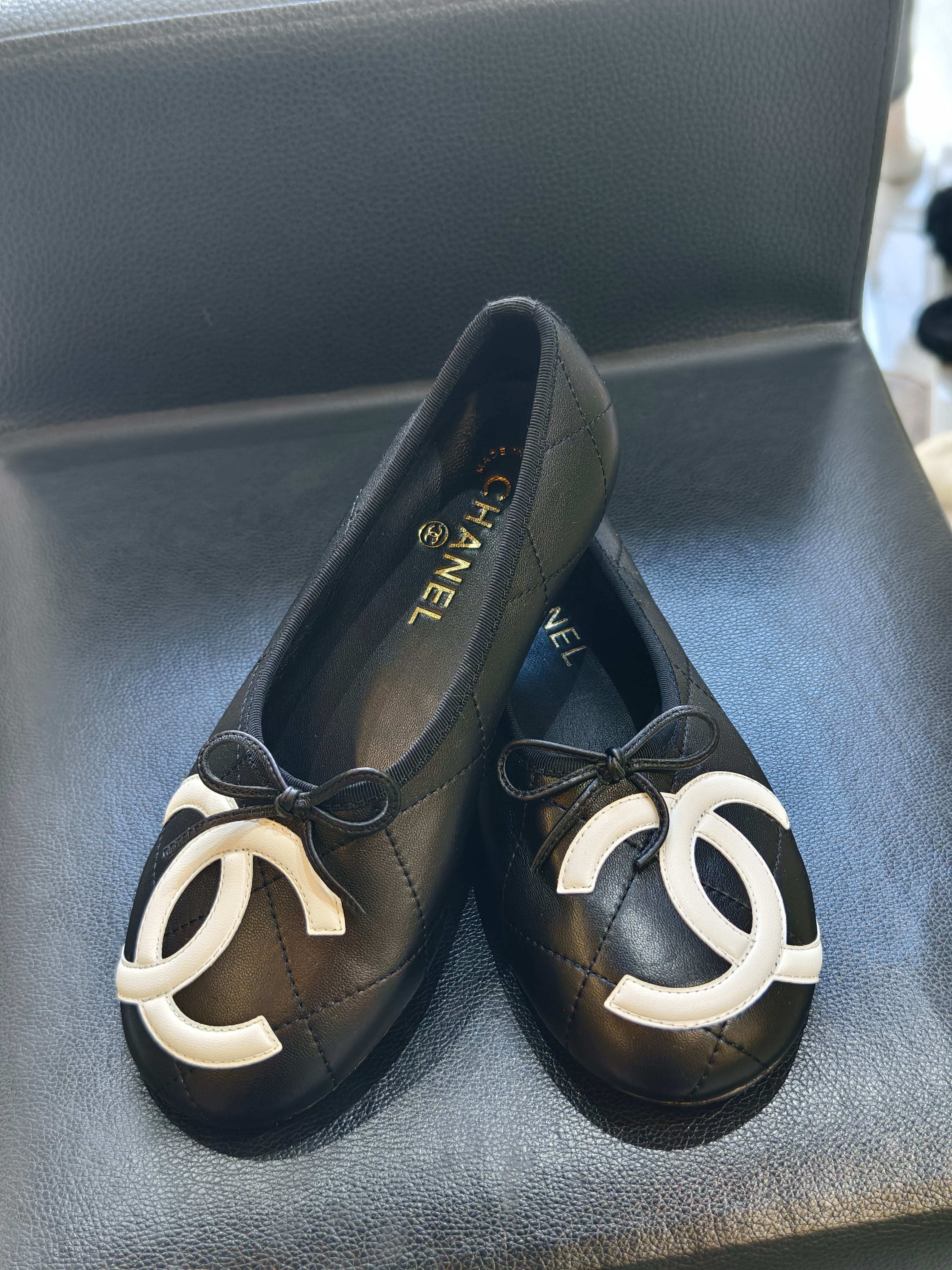 Chanel black ballet flats