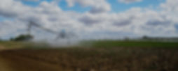 Large pivot sprinkler irrigating crop field