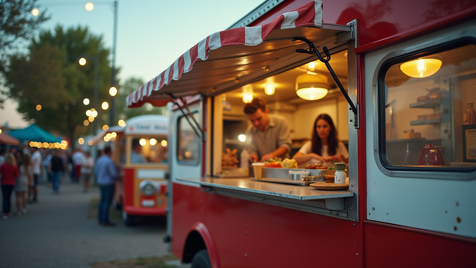 Close-up view of a mobile diner serving classic comfort food at an event