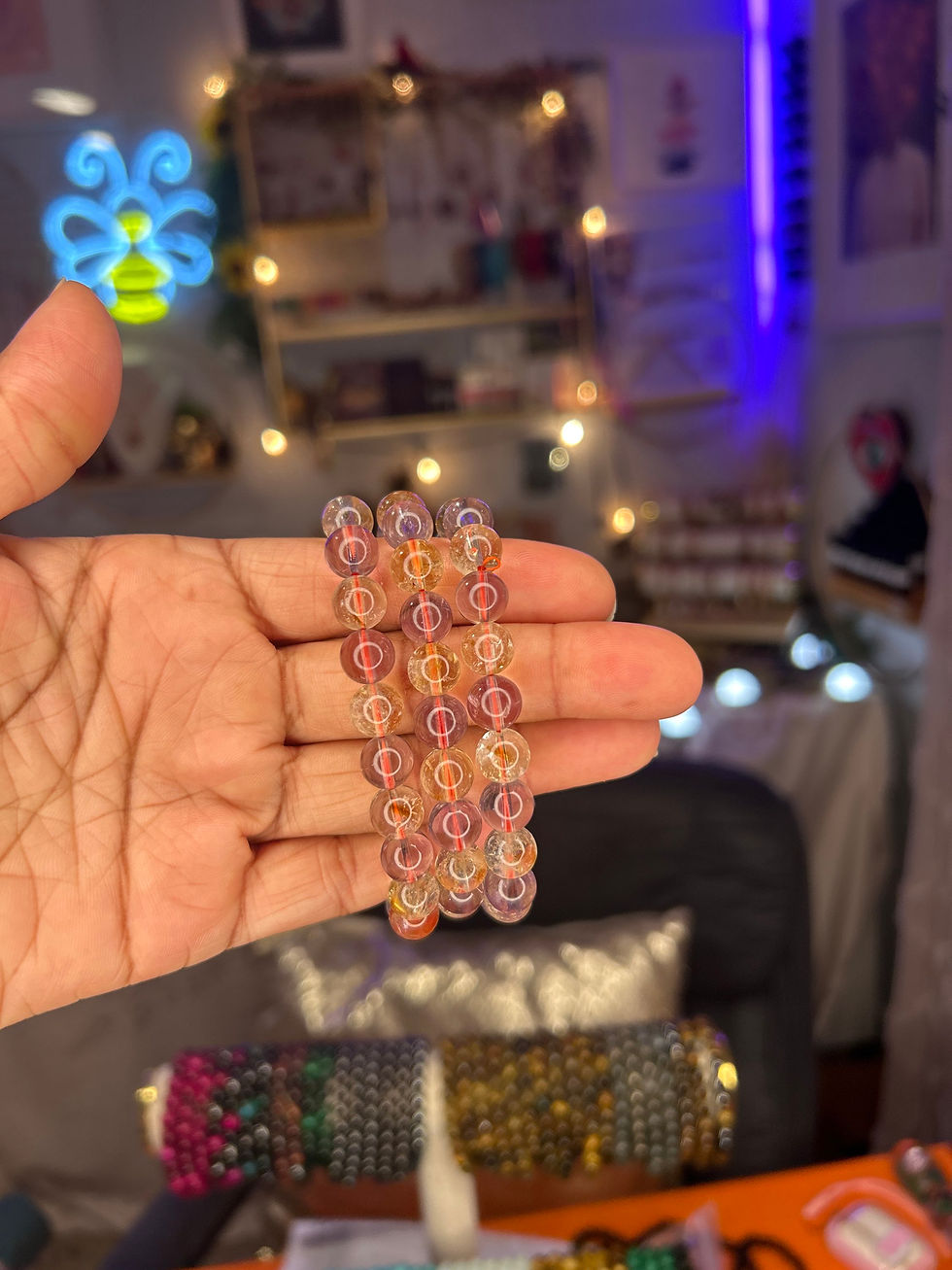 Thumbnail: Amethyst+Citrine Beaded Bracelet