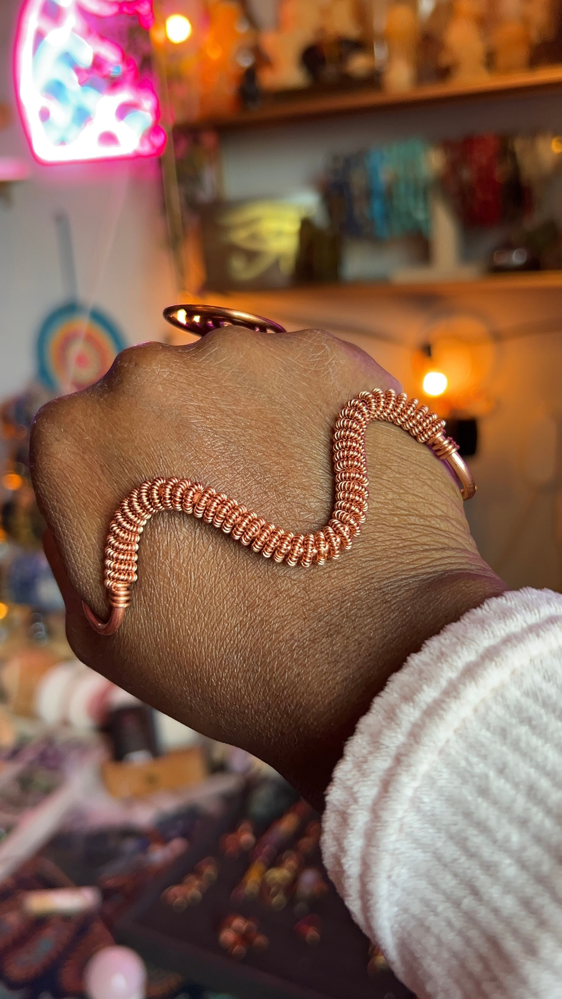 Copper Coil Hand Cuff