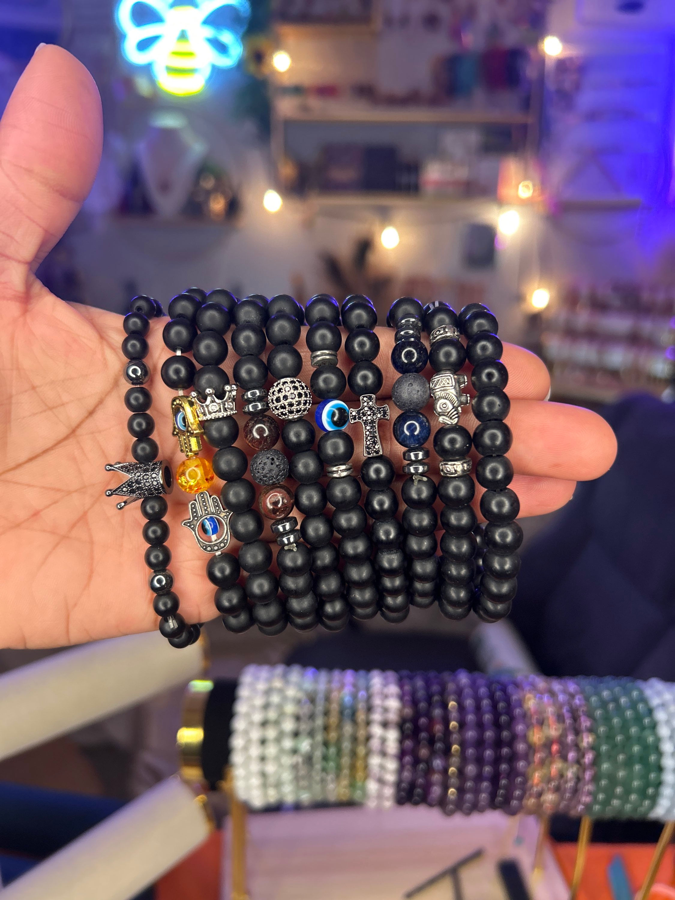 Matte Obsidian Beaded Bracelet