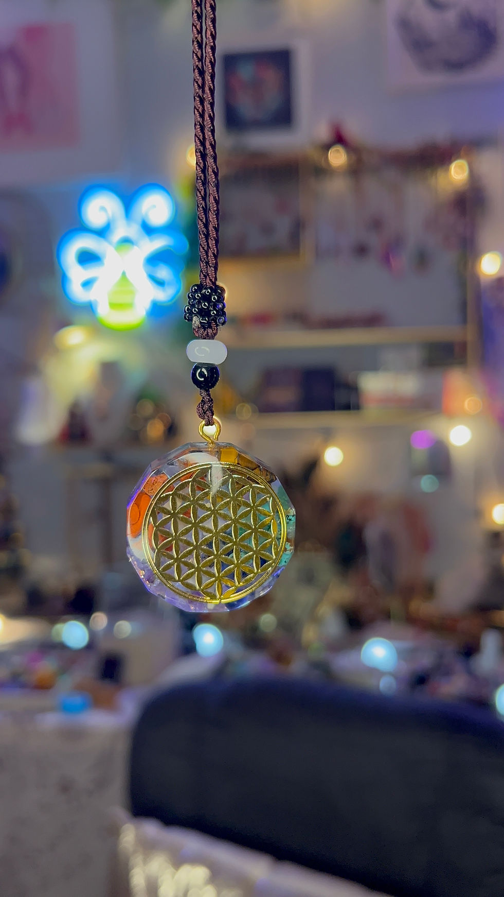 7 Chakras Flower of Life Orgonite Necklace