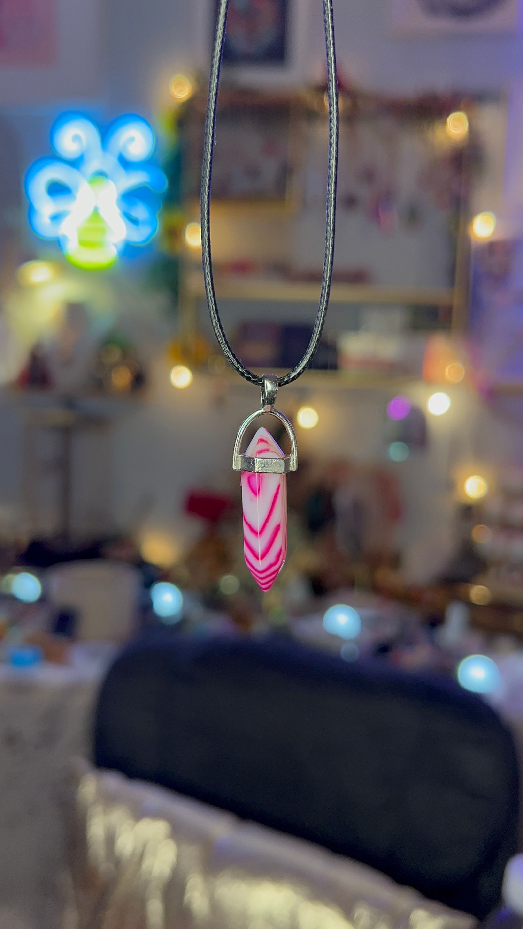 Silver Pink Agate Necklace