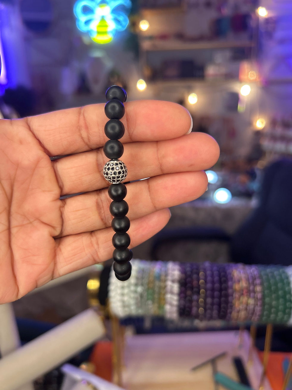 Thumbnail: Matte Obsidian Beaded Bracelet