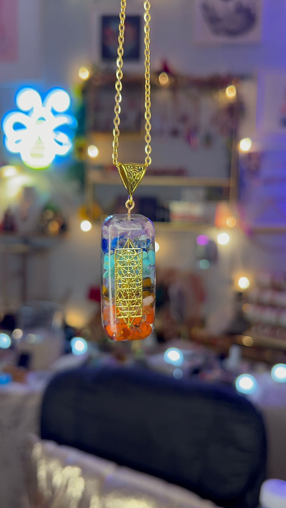 Thumbnail: 7 Chakras Healing Sacred Geometry Necklace