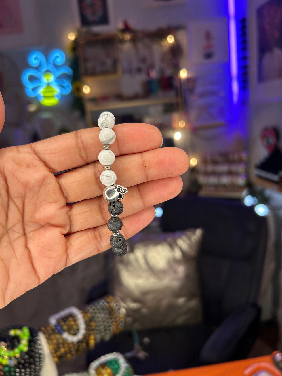Thumbnail: Howlite|Lave Stone Beaded Bracelet