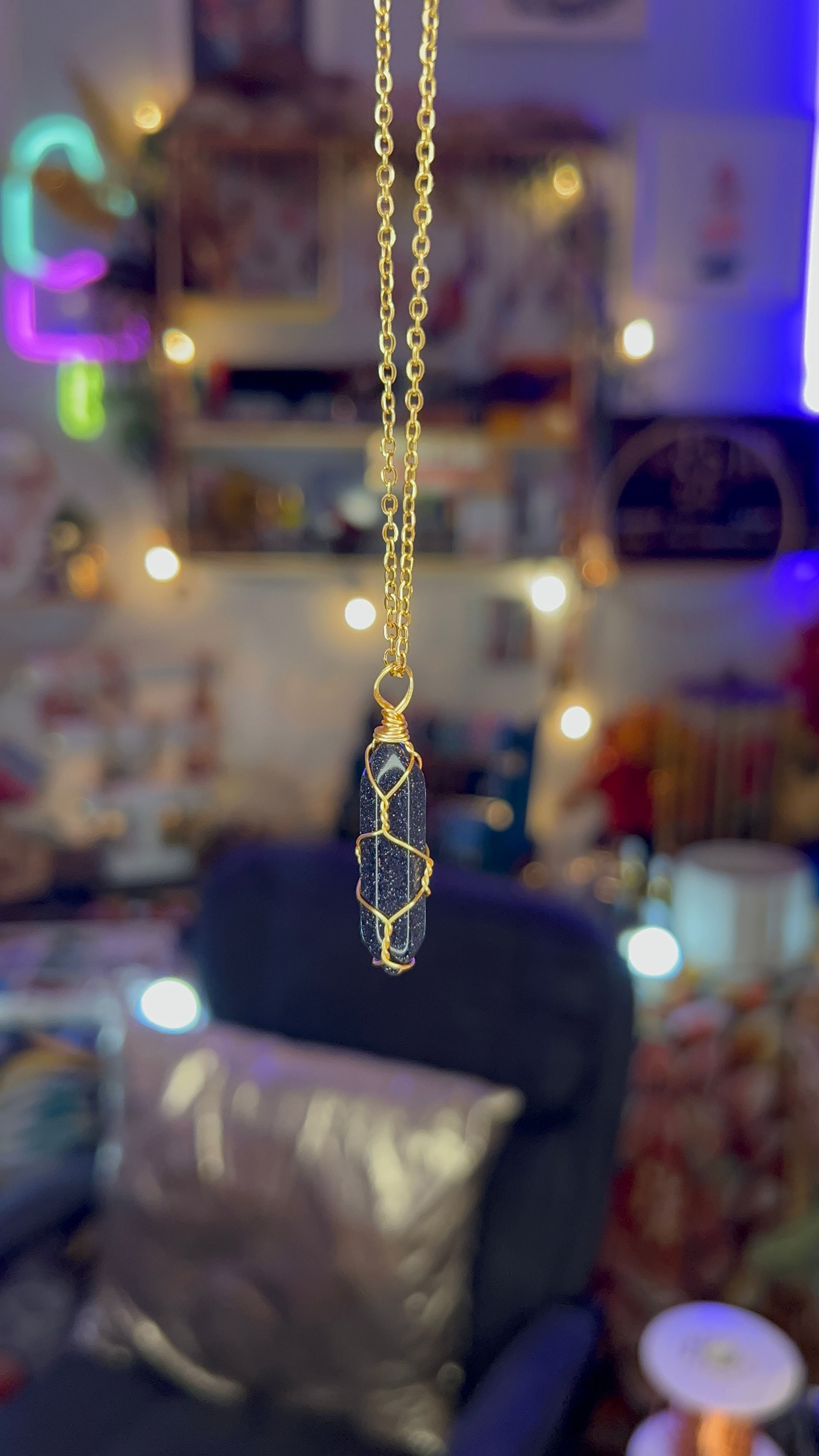 Blue Goldstone Necklace
