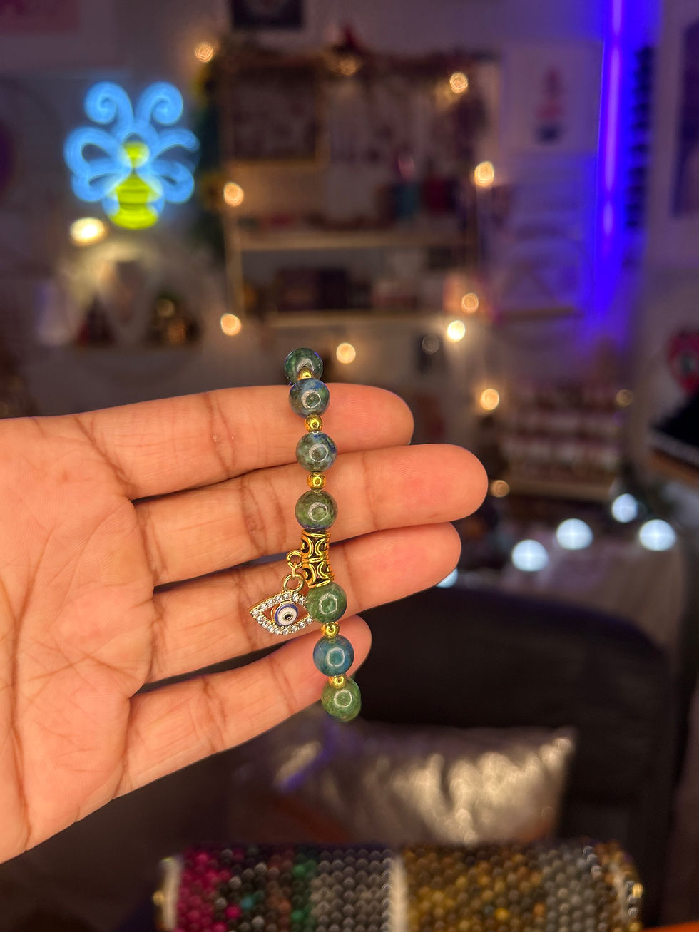 Thumbnail: Crystal Evil Eye Charm Beaded Bracelet 