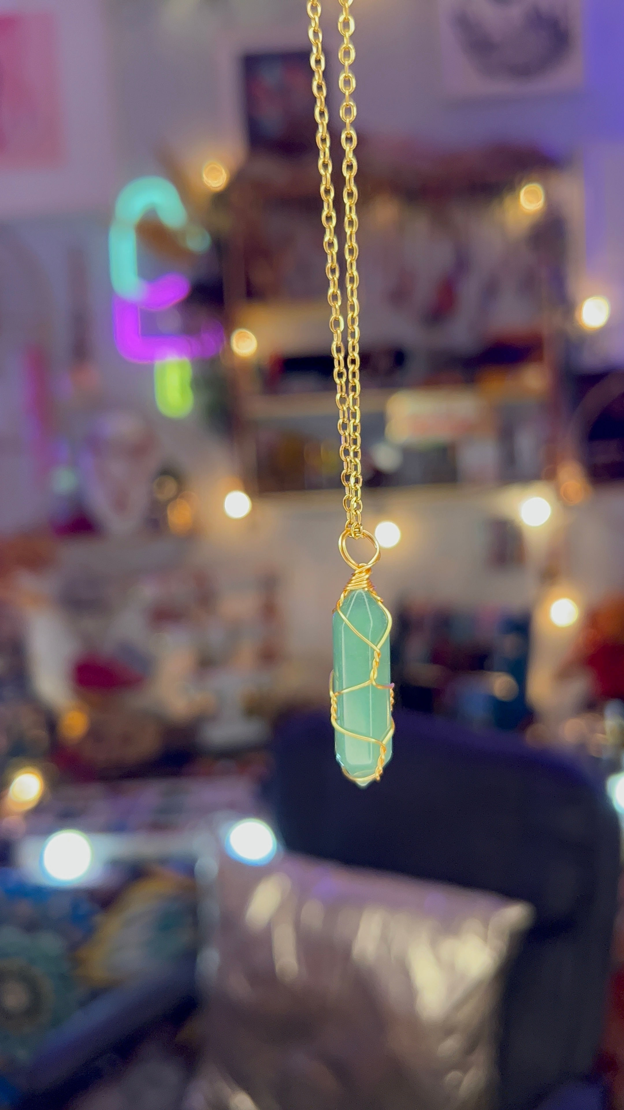 Gold Green Aventurine Necklace