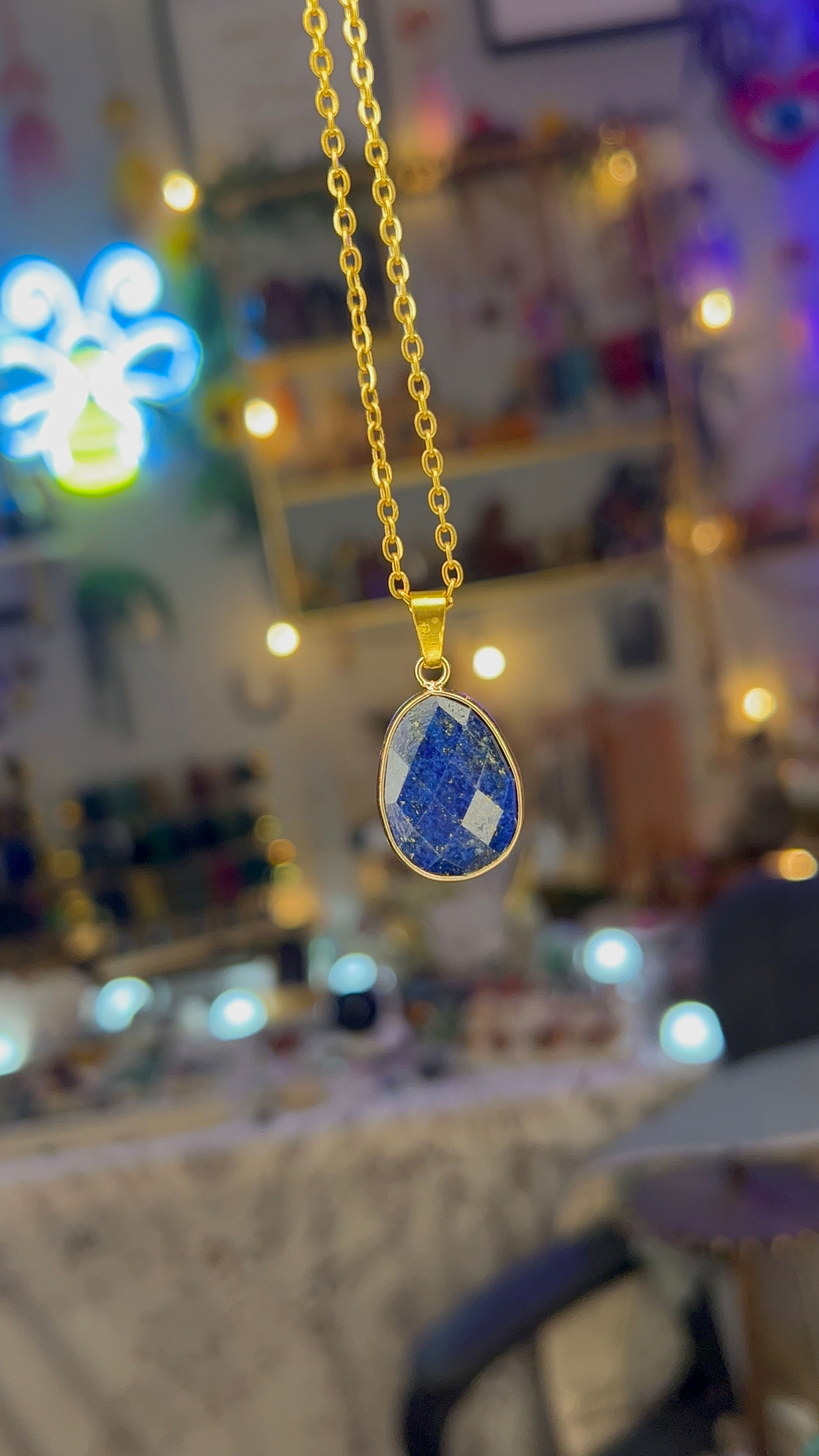 Gold Faceted Crystal Necklace