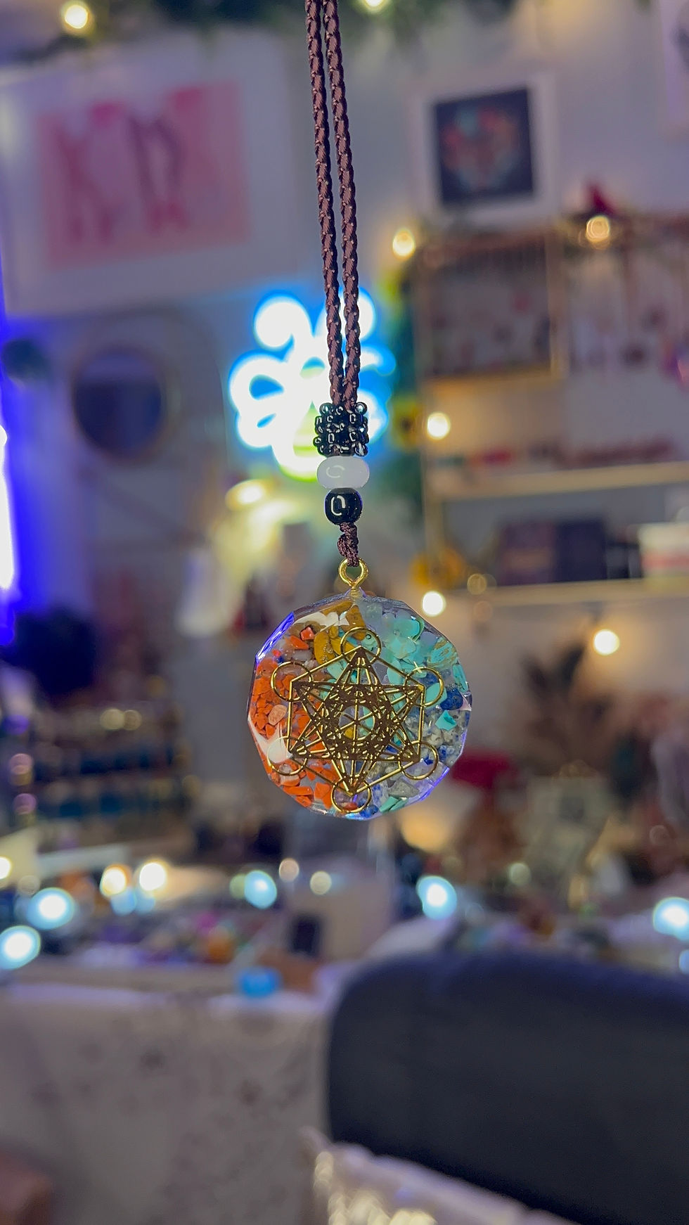 7 Chakra Metatron's Cube Orgonite Necklace