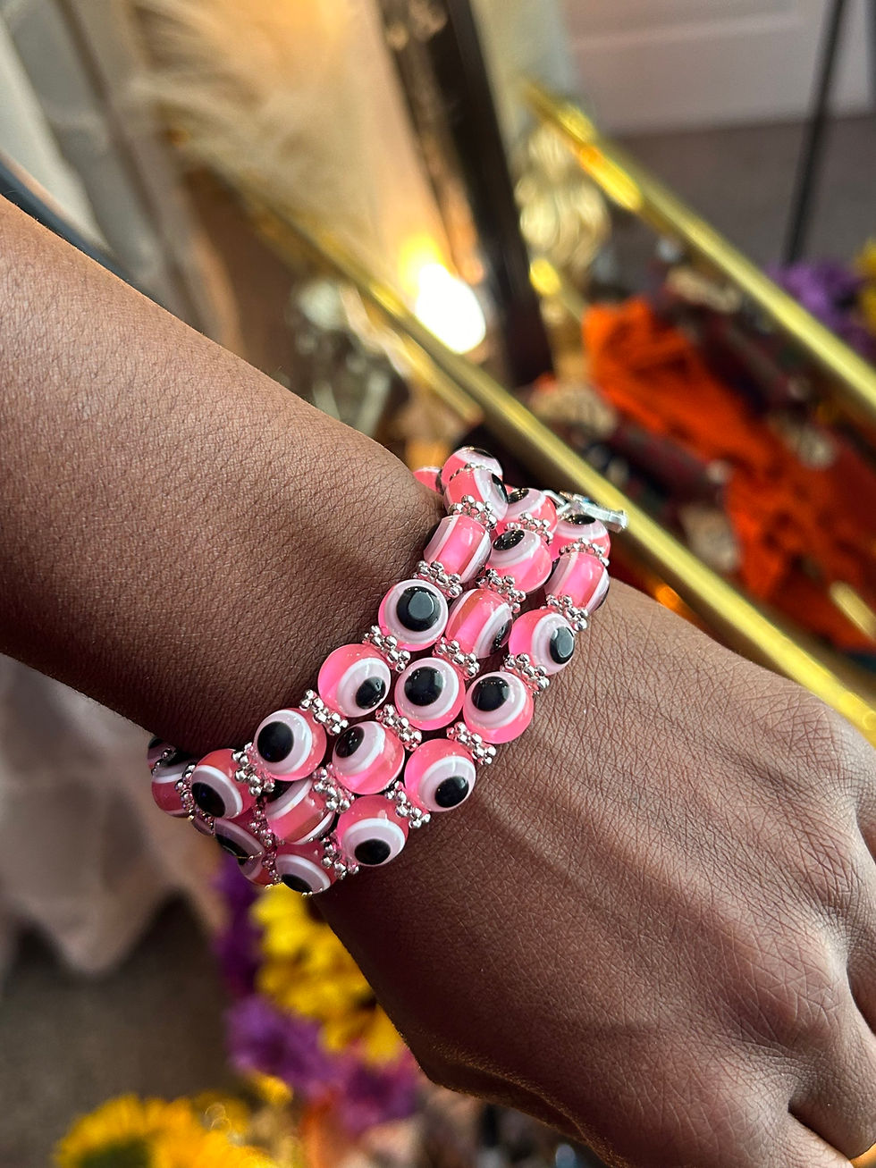 Thumbnail: Pink Evil Eye Beaded Bracelet