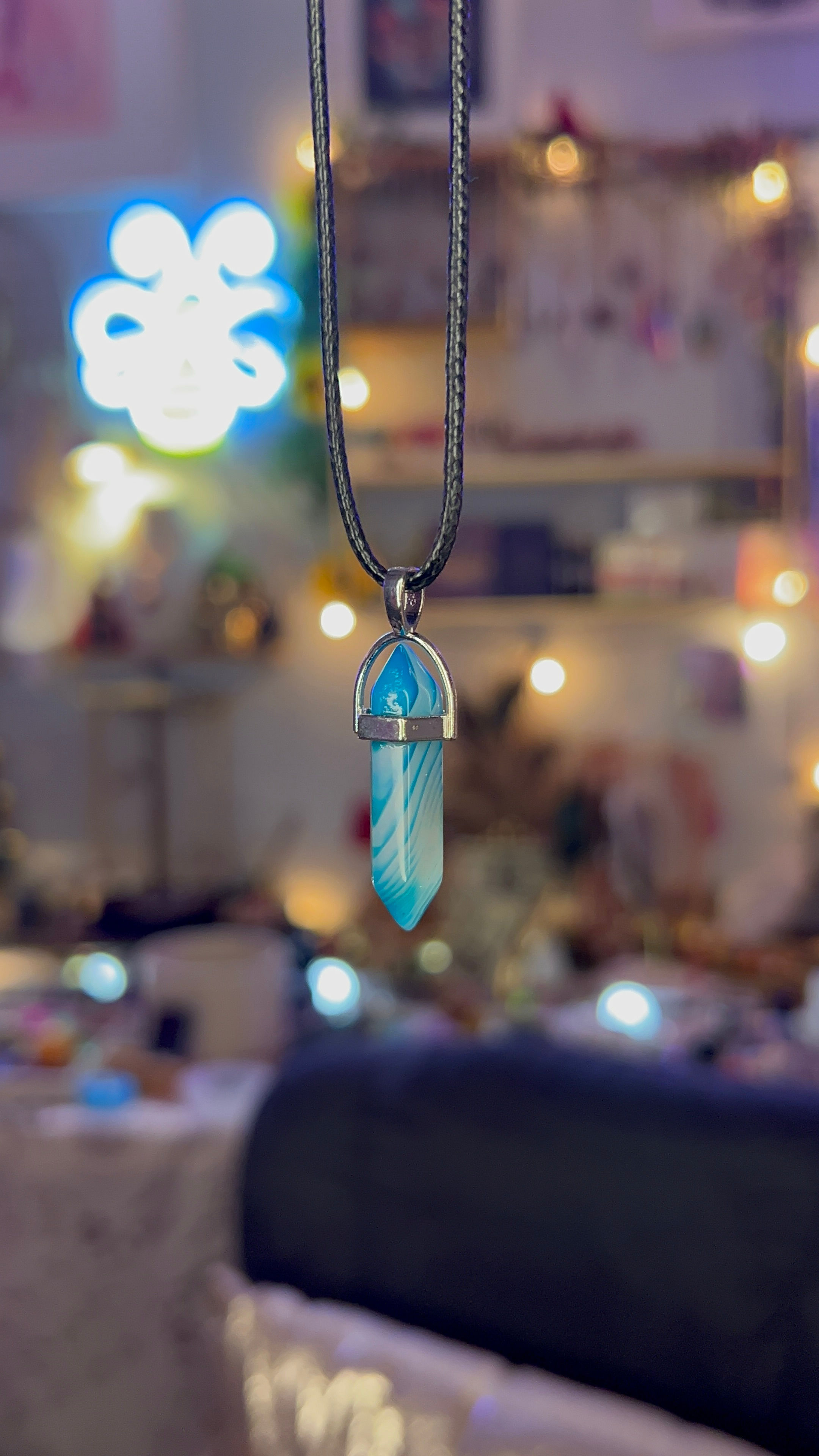 Silver Blue Agate Necklace