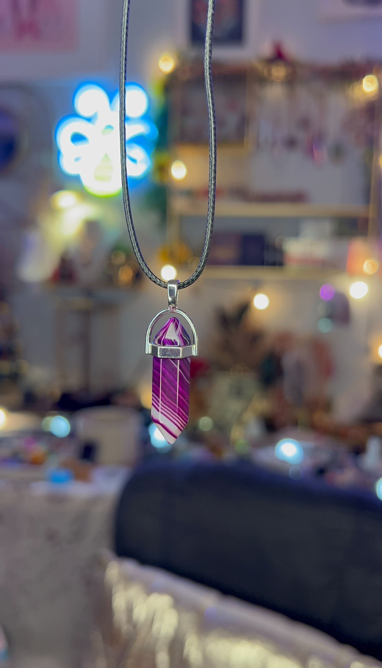 Silver Purple Agate Necklace