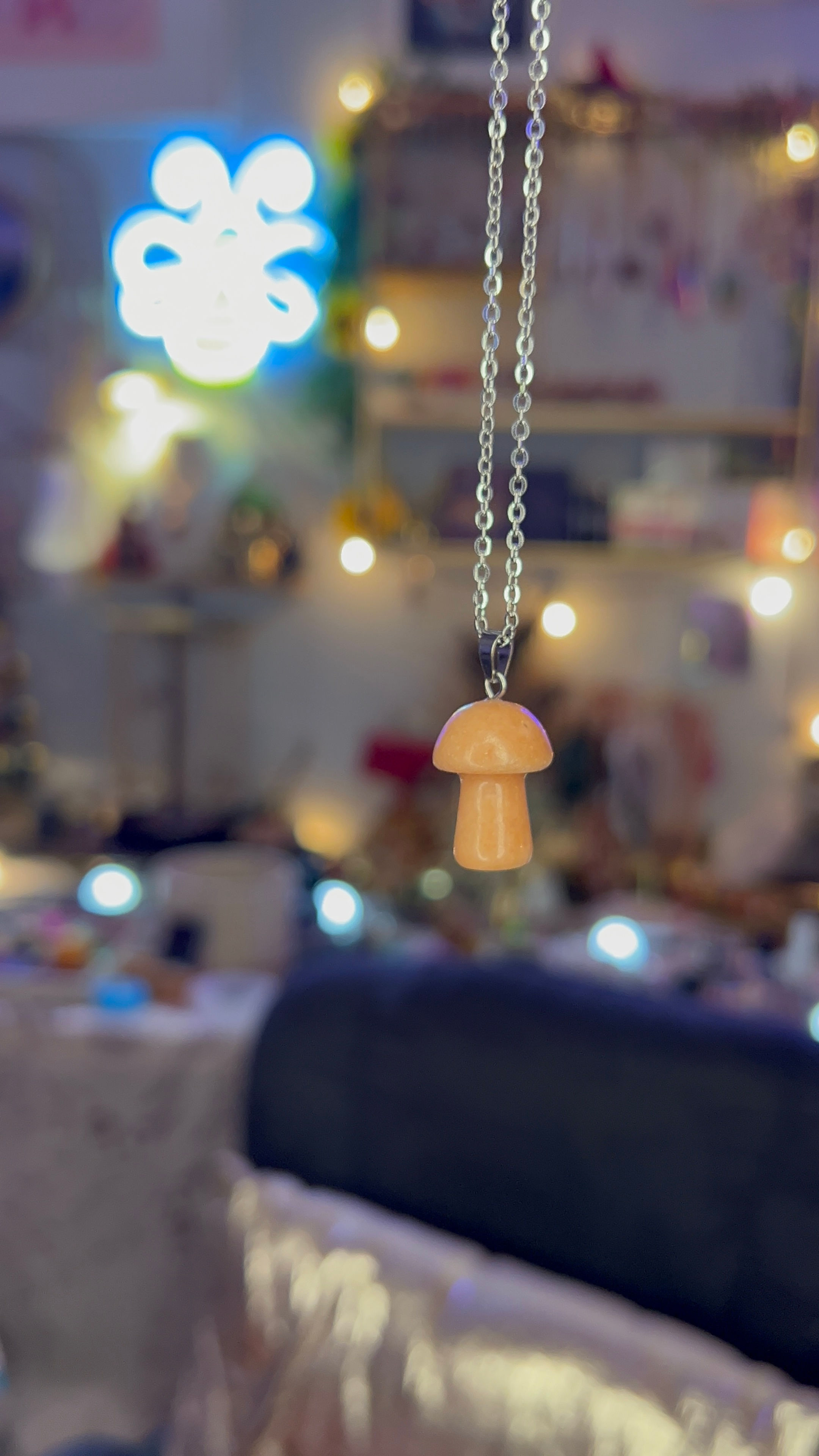 Orange Aventurine Mushroom Necklace