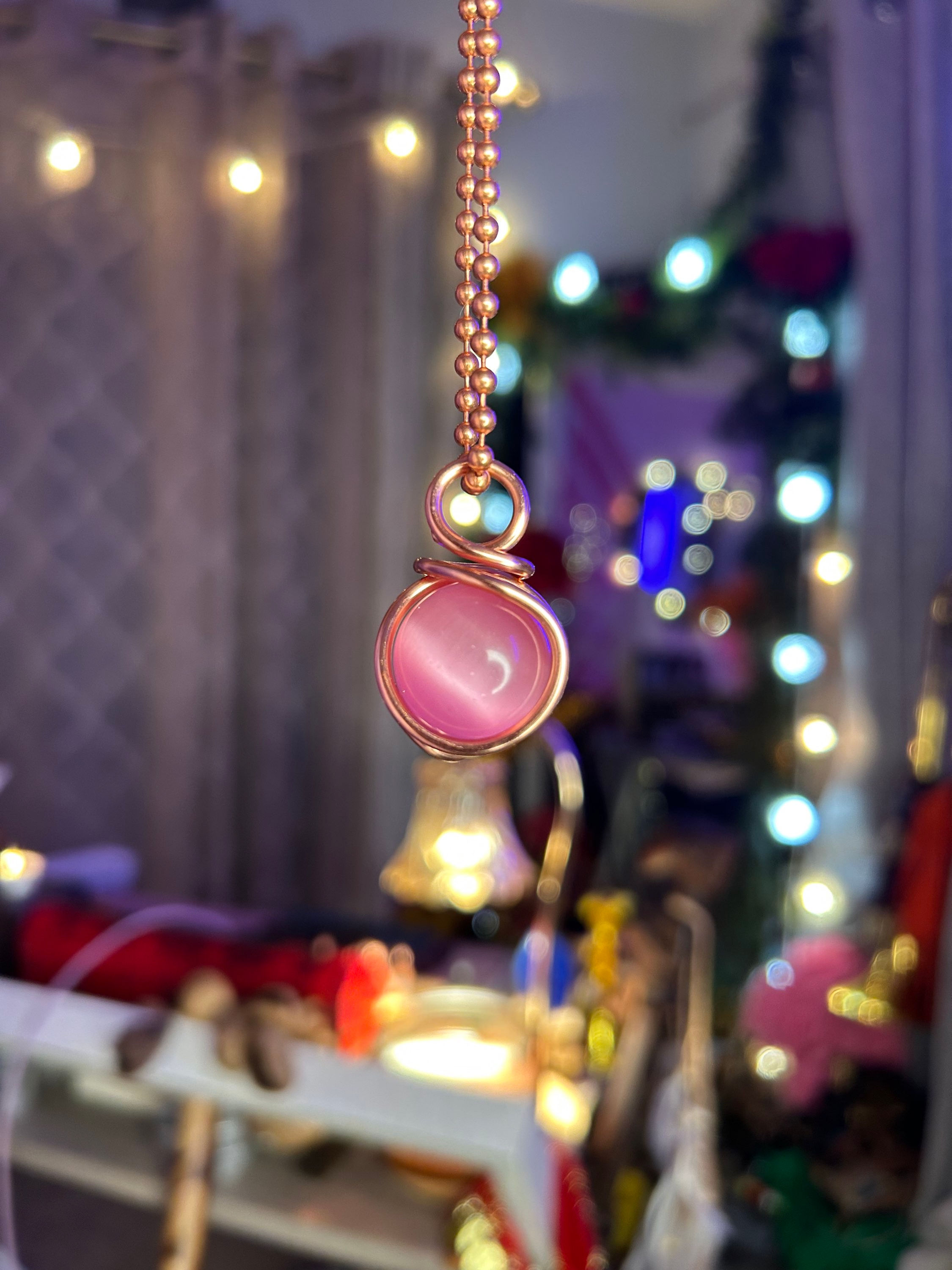 Pink Cats Eye Necklace